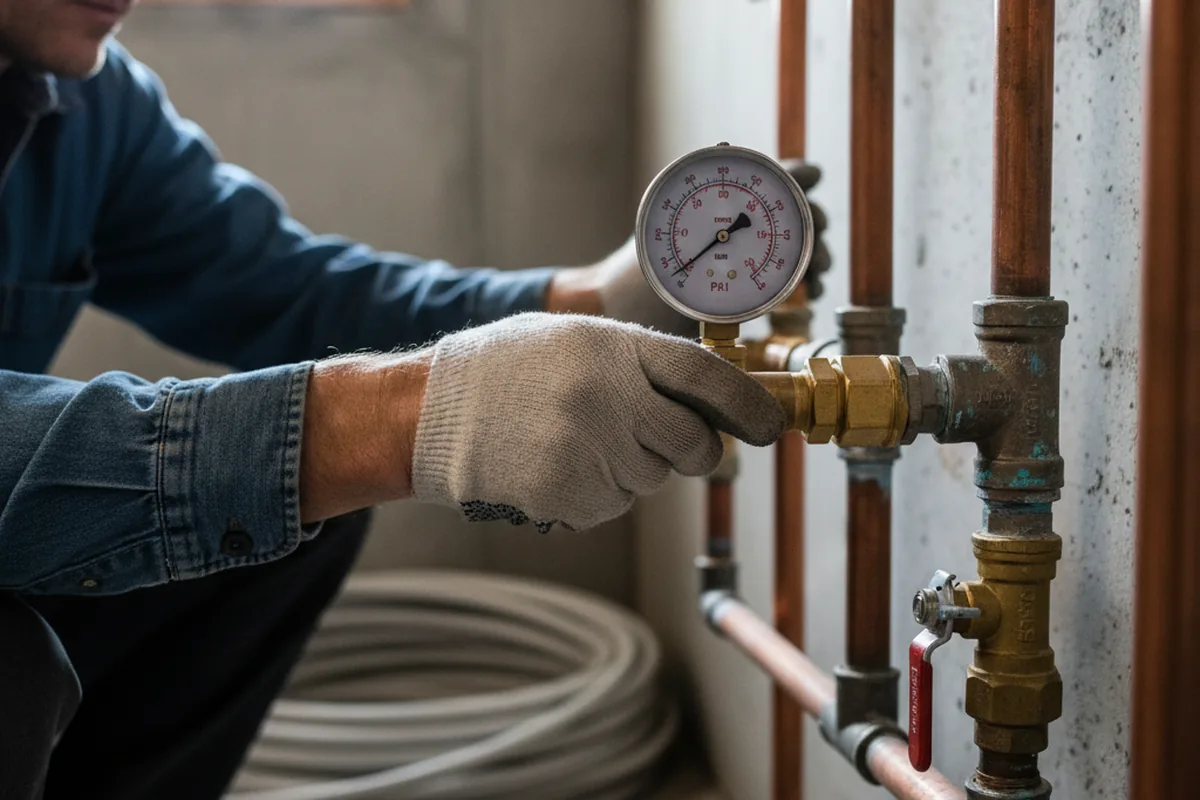 Pressure testing a repaired line during Water Line Repair in Pascagoula